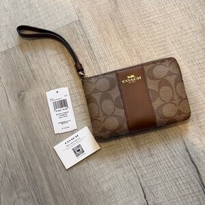 Coach Signature Brown Wristlet